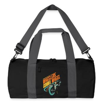 Monowheel Monocyclist Wheelers Gonna Wheel - Recycelte Duffel Bag - Schwarz/Graphitgrau - Vorne