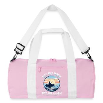 Set The Hook Not The Alarm Angler Spruch - Recycelte Duffel Bag - Rosa/Weiß - Vorne