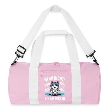 Nerv nicht bin am Zocken Gamer Katze Design - Recycelte Duffel Bag - Rosa/Weiß - Vorne