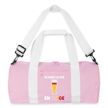 Belgisches Life Stilisiertes Bierglas - Recycelte Duffel Bag - Rosa/Weiß - Vorne