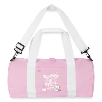 Mentally Out Of Office Since 9:01 AM Office Saying - Recycled Duffel Bag - pink/white - Front