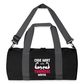 Coder CODE HARD TRAIN HARDER Funny - Recycled Duffel Bag - black/graphite grey - Front