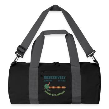 Mailles de comptage au crochet faites main - Sac de sport recyclé - noir/gris graphite - Devant