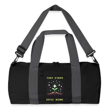 Petits pas, grands succès | Travail social - Sac de sport recyclé - noir/gris graphite - Devant