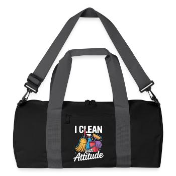 Motif de l’équipe de nettoyage - Sac de sport recyclé - noir/gris graphite - Devant