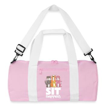 Hundebande Sit Happens - Recycelte Duffel Bag - Rosa/Weiß - Vorne
