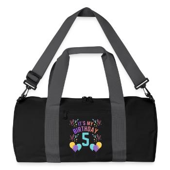 5 ans fille C’est mon anniversaire Enfants Anniversaire - Sac de sport recyclé - noir/gris graphite - Devant