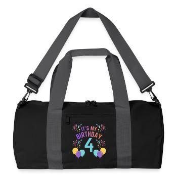 4 ans fille C’est mon anniversaire Enfants Anniversaire - Sac de sport recyclé - noir/gris graphite - Devant