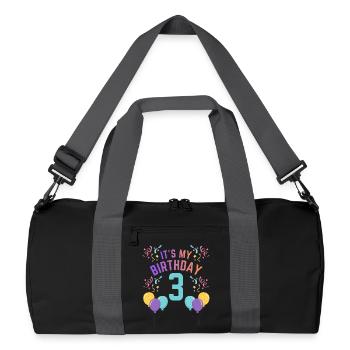 3 ans fille C’est mon anniversaire Enfants Anniversaire - Sac de sport recyclé - noir/gris graphite - Devant