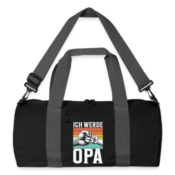 Je vais être grand-père, bébé, grand-père, papa, grand-père - Sac de sport recyclé - noir/gris graphite - Devant
