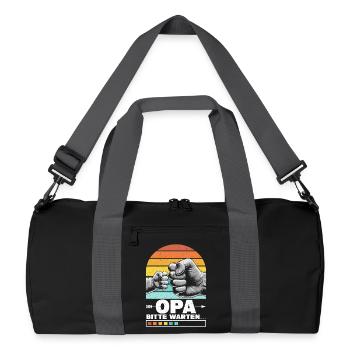 Grand-père, s’il te plaît, attends, bébé, grand-père, papa, grands-parents. - Sac de sport recyclé - noir/gris graphite - Devant