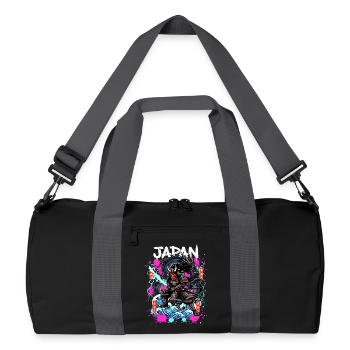 Hannya Samurai Drache – Japan Neon Streetwear - Recycelte Duffel Bag - Schwarz/Graphitgrau - Vorne