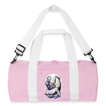 Japan Fisherman Kraken Fight – Ukiyo-e Squid - Recycled Duffel Bag - pink/white - Front