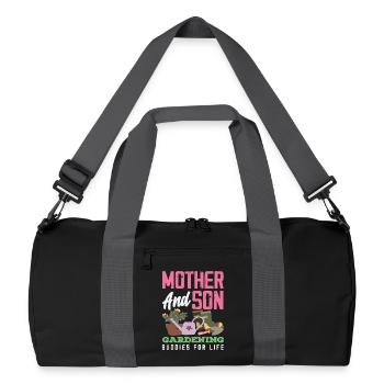 Mutter Sohn Gartenarbeit Garten Pflanzenliebhaber - Recycelte Duffel Bag - Schwarz/Graphitgrau - Vorne