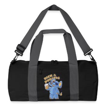 Fat and Thirsty Funny Saying Drinking Beer - Recycled Duffel Bag - black/graphite grey - Front