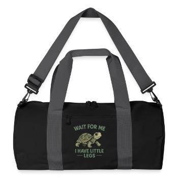 Turtle Saying Humor Meme Funny Gift Idea - Recycled Duffel Bag - black/graphite grey - Front