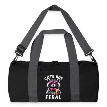 Raton laveur mignon mais sauvage avec des lunettes roses - Sac de sport recyclé - noir/gris graphite - Devant