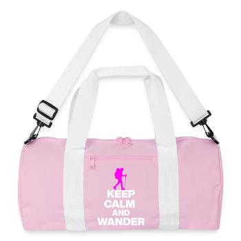 KEEP CALM AND WANDER!, HIKEING LAUFEN TRAIL PINK w - Recycled Duffel Bag - pink/white - Front
