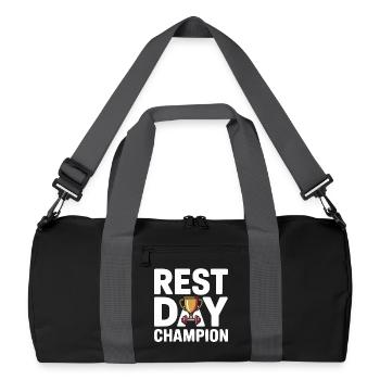 Humour de la Championne de la Journée de repos sur la forme physique - Sac de sport recyclé - noir/gris graphite - Devant