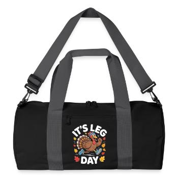 Pute Leg Day Fitnesswitz - Recycelte Duffel Bag - Schwarz/Graphitgrau - Vorne