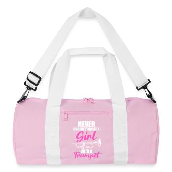 A girl with a trumpet trumpet player - Recycled Duffel Bag - pink/white - Front