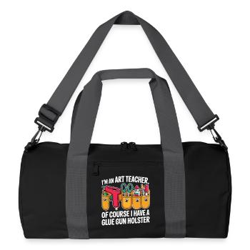 Art Teacher Glue Gun Holster Saying - Recycled Duffel Bag - black/graphite grey - Front