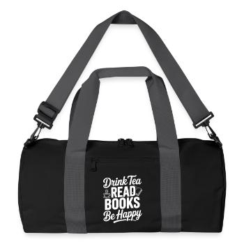 Tee trinken, Bücher lesen, glücklich sein. - Recycelte Duffel Bag - Schwarz/Graphitgrau - Vorne