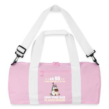 50th Birthday Unicorn – You Only Get Fluffier - Recycled Duffel Bag - pink/white - Front