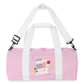 100. Schultag Neon Design - Recycelte Duffel Bag - Rosa/Weiß - Vorne