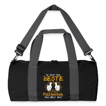 Pizza Maker Gift Idea - Recycled Duffel Bag - black/graphite grey - Front