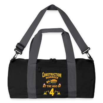 Construction Party 4th Birthday 4 Years Old truck - Recycelte Duffel Bag - Schwarz/Graphitgrau - Vorne