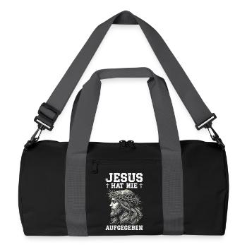 Jesus Never Gave Up Christian Church - Recycled Duffel Bag - black/graphite grey - Front