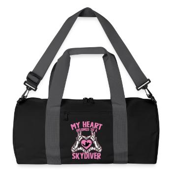 Mein Herz gehört dem Skydiver - Recycelte Duffel Bag - Schwarz/Graphitgrau - Vorne