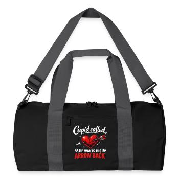 Cupid Called He Wants His Arrow Back Flirty Joke - Recycled Duffel Bag - black/graphite grey - Front