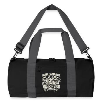 Camping | Bier vor Vier - Recycelte Duffel Bag - Schwarz/Graphitgrau - Vorne
