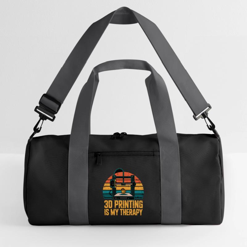 3D Printing Is My Therapy Retro 3D Printer Maker Recycled Duffel Bag