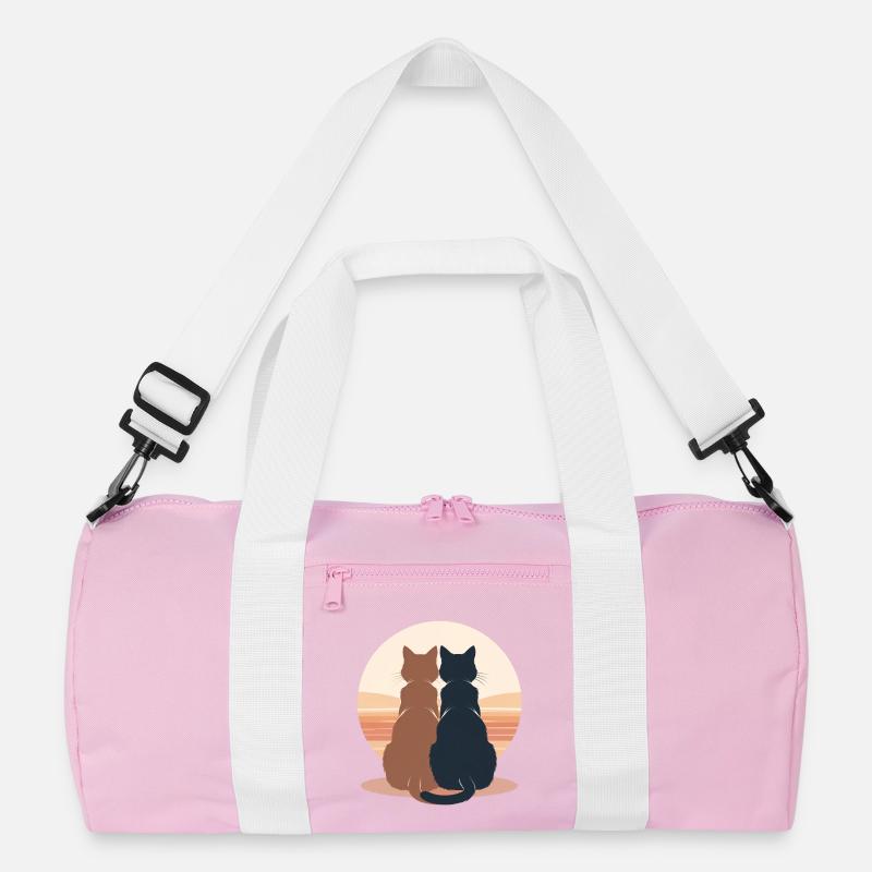 Two cats at sunset Recycled Duffel Bag