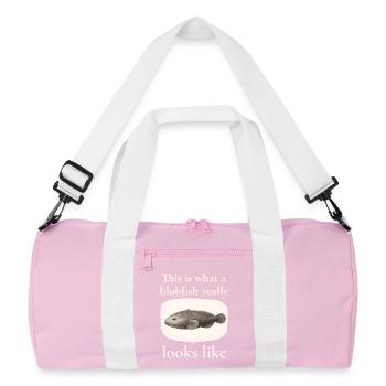 Blobfish Really Looks Like – Enlightenment Design - Recycled Duffel Bag - pink/white - Front