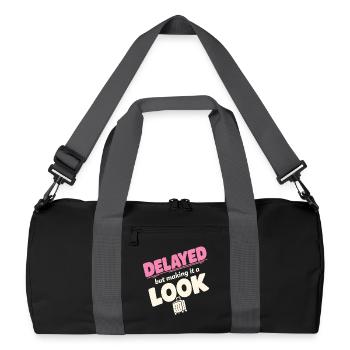 Reiseangst-humor, Flughafen-chaos, Fliegen Ist - Recycelte Duffel Bag - Schwarz/Graphitgrau - Vorne