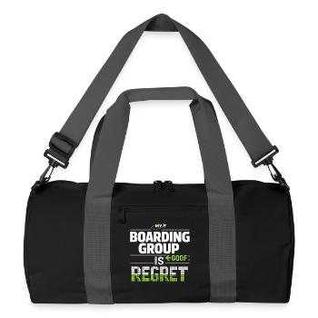 Reiseangst-humor, Flughafen-chaos, Fliegen Ist - Recycelte Duffel Bag - Schwarz/Graphitgrau - Vorne