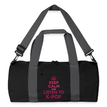 Restez calmes et écoutez les amateurs de musique coréenne de K-Pop - Sac de sport recyclé - noir/gris graphite - Devant