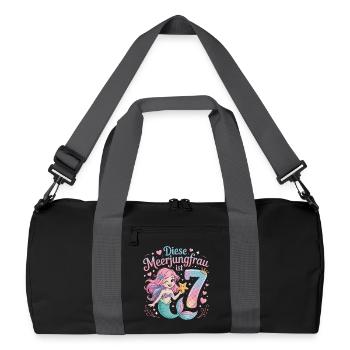 This Mermaid Is 7 Girls 7th Birthday - Recycled Duffel Bag - black/graphite grey - Front
