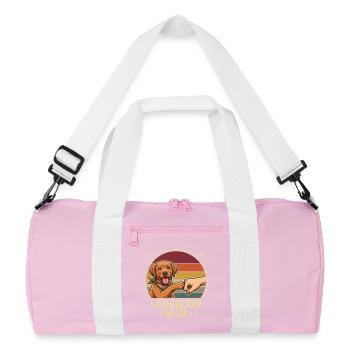 Retro Labrador Mom Foxred Paw Clash - Recycled Duffel Bag - pink/white - Front