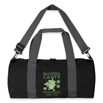 Matcha Latte Social Club Lustiger Grüner Matcha-Tee - Recycelte Duffel Bag - Schwarz/Graphitgrau - Vorne