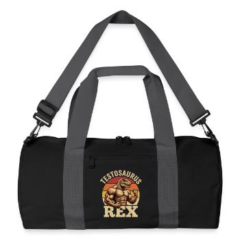 Testosaurus Rex Bodybuilding Dino Gym - Recycelte Duffel Bag - Schwarz/Graphitgrau - Vorne