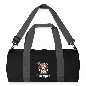 Champignon chanceux drôle avec trèfle - Sac de sport recyclé - noir/gris graphite - Devant