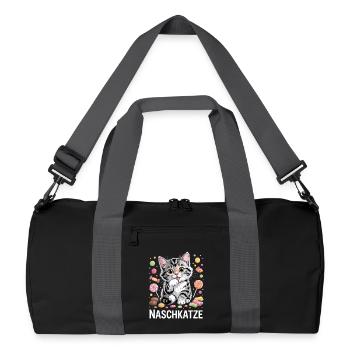 Sweet Cat with Candy Motif - Recycled Duffel Bag - black/graphite grey - Front