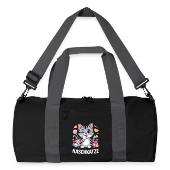 Suesse Naschkatze Katze Mit Bonbons - Recycelte Duffel Bag - Schwarz/Graphitgrau - Vorne