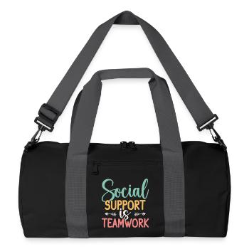Social Worker Quote Support Is Teamwork Social - Recycelte Duffel Bag - Schwarz/Graphitgrau - Vorne