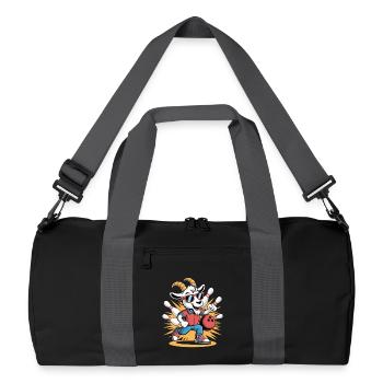 Lustige Ziegen Bowling GOAT Cartoon - Recycelte Duffel Bag - Schwarz/Graphitgrau - Vorne
